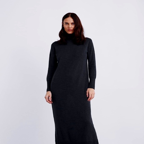 Zara Dresses Zara Limited Edition Charcoal Wool Dress Sizes Poshmark